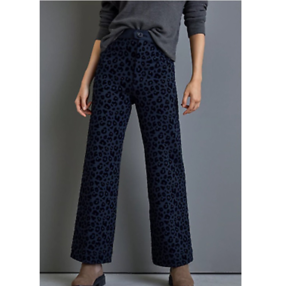 BLACK LEOPARD WIDE LEG CROPPED PANTS